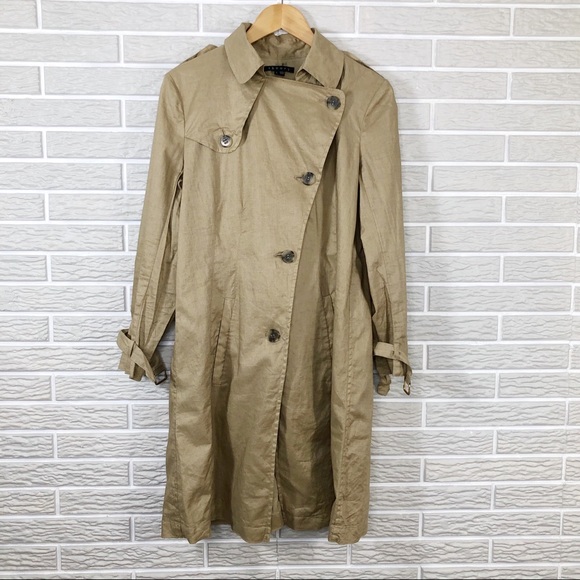 THEORY NANIA HUMMINGBIRD LINEN TRENCH COAT - Picture 2 of 9